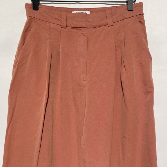 & Other Stories Relaxed Straight Leg Pleated Tailored Trousers Rust Red Size 4 - Picture 5 of 16